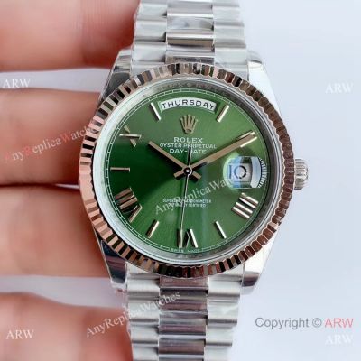 NEW Upgraded Rolex Day-Date II 41 SS Green Dial New President Band Watch V3